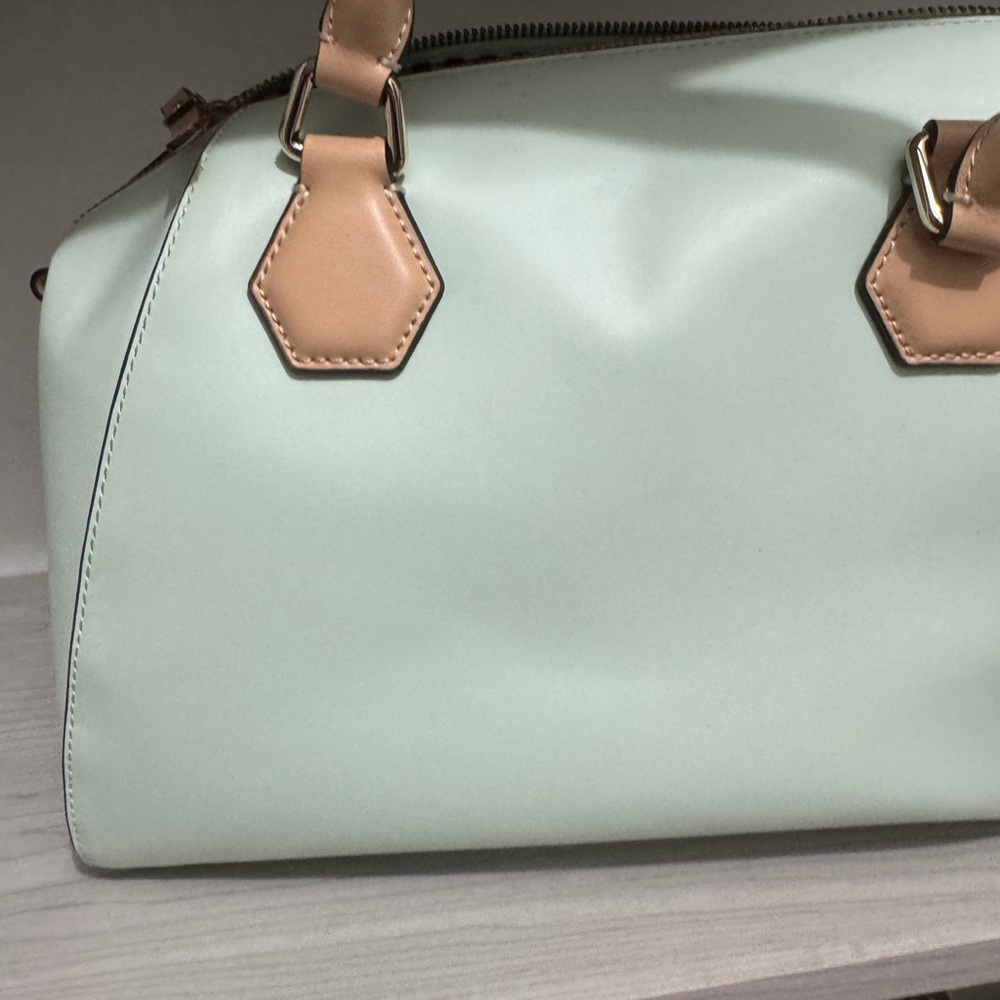Mint Green and Tan Women's Handbag